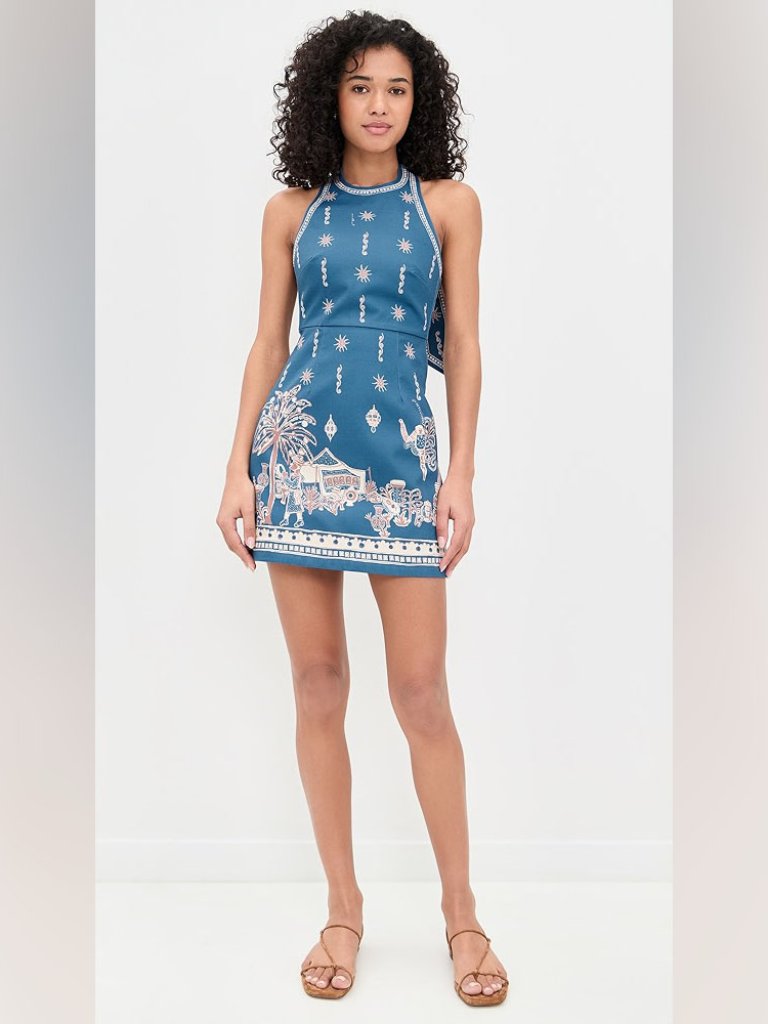 Almais Acacia Printed Halterneck Cotton Minidress